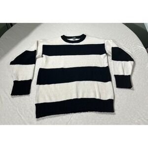 Wild Fable Black White Striped Crewneck Sweater Women's Small Knit Casual